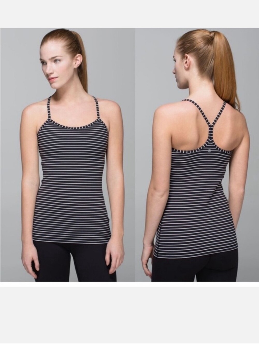 Lululemon Power Y Striped Tank built-in Bra Sz 8 #04